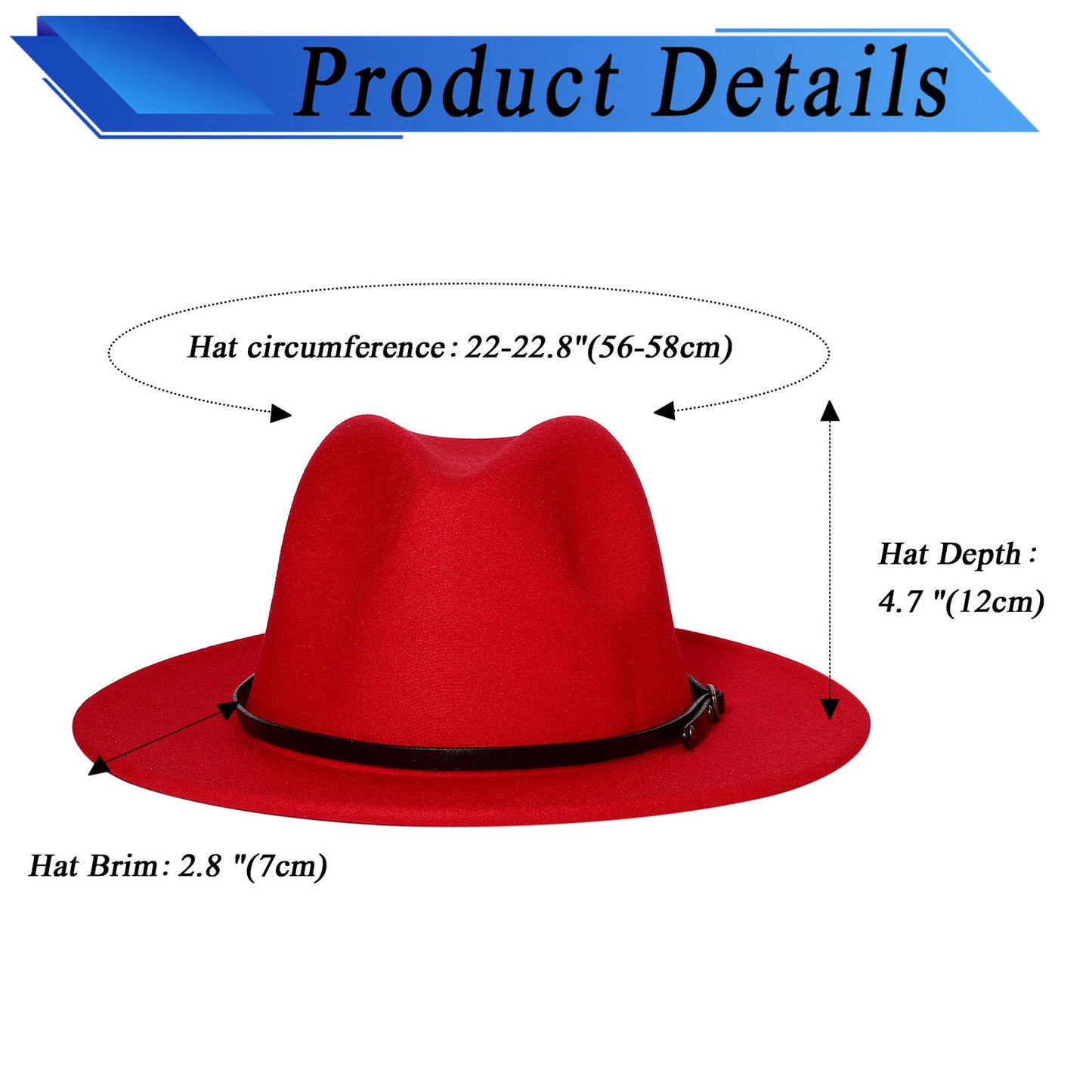 Black Classic Fedora Trilby Panama Hat with Black Belt | SIze M-L - Boniskiss