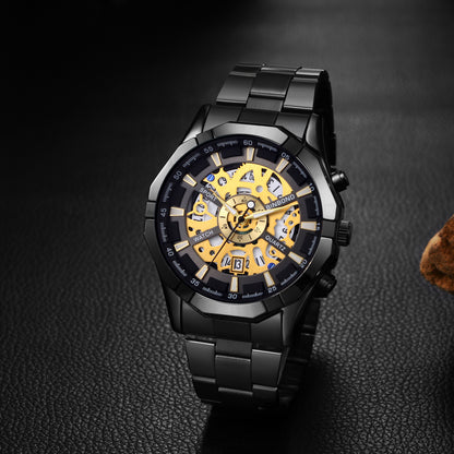 Montre squelette étanche pour homme en acier inoxydable, montre-bracelet à quartz de luxe - Boniskiss