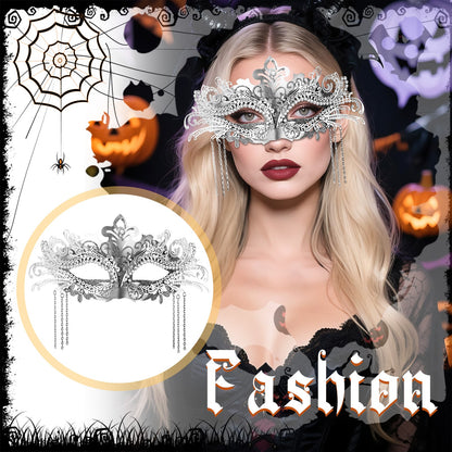 Boniskiss Women's Tassel Mask - Metal Rhinestones Venice Masks for Halloween Carnival Party Masquerade