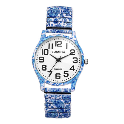 Boniskiss "Frost" Women's Boho Printed Elastic Band Wrist Watch