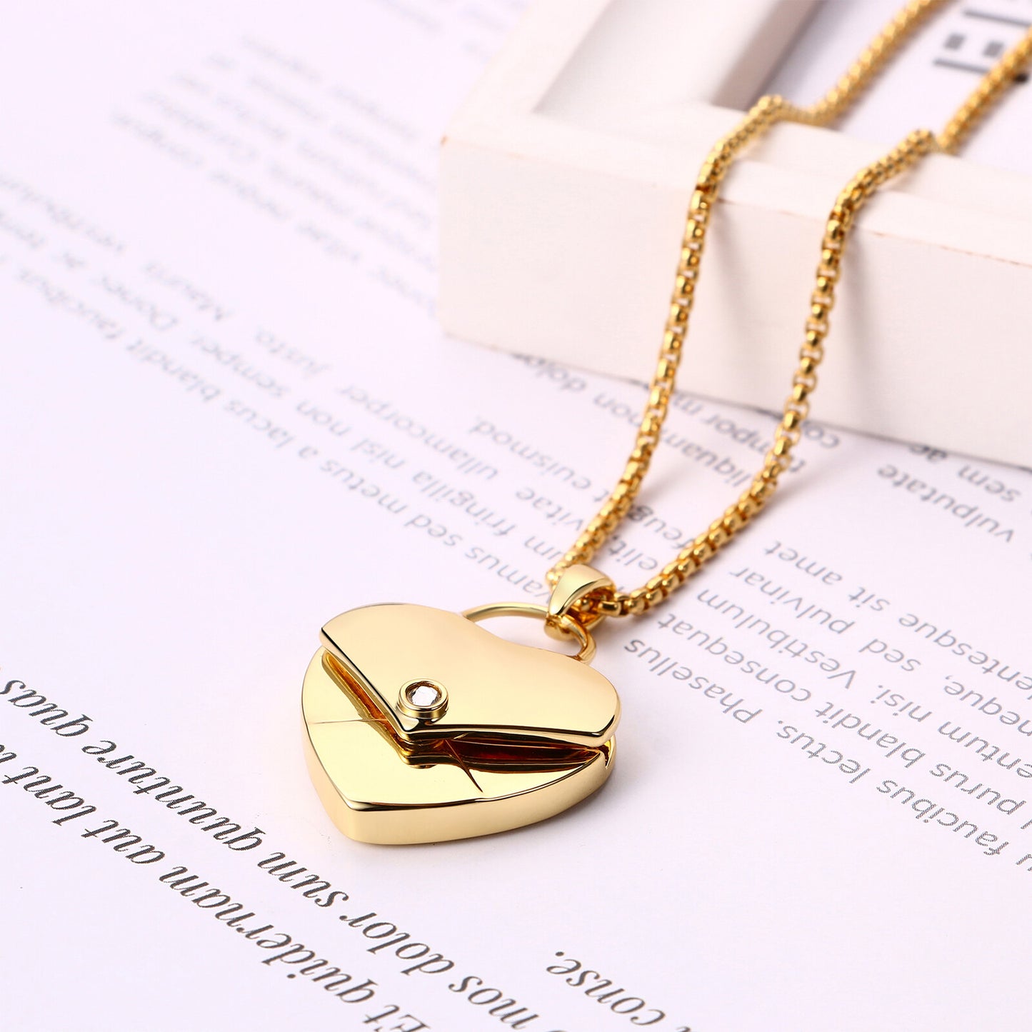 Customized Envelope Heart Necklace Stainless Steel Message Locket Pendant - Boniskiss