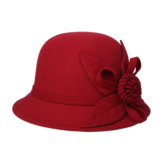 Boniskiss Vintage Elegant Flower Wide Brim Cloche Hat