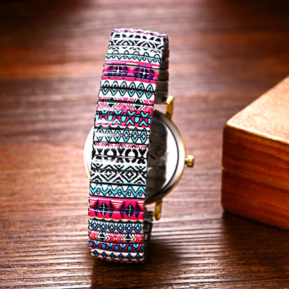Boniskiss "Tale" Women's Boho Printed Elastic Band Wrist Watch