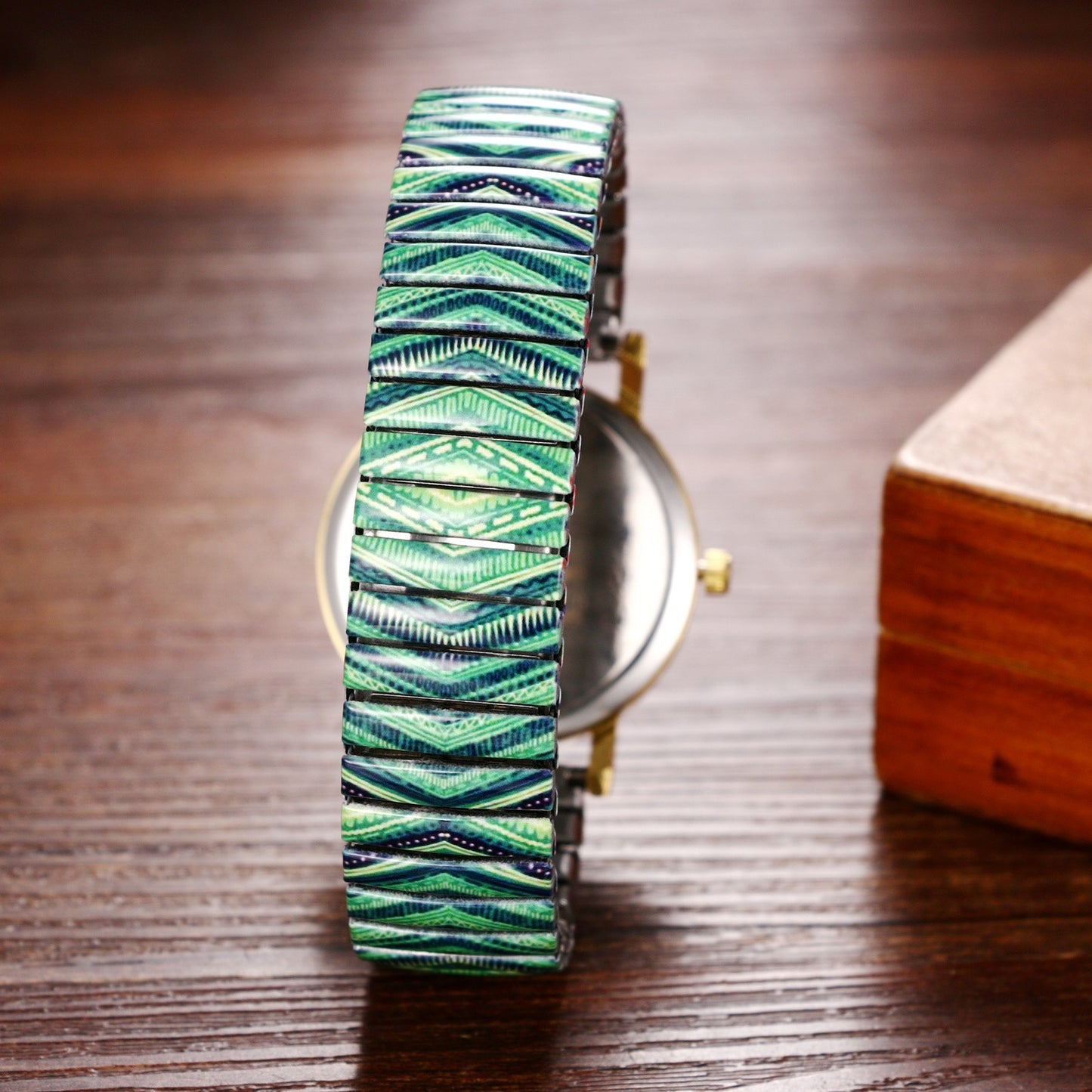 Boniskiss " Verdancy" Women's Boho Printed Elastic Band Wrist Watch