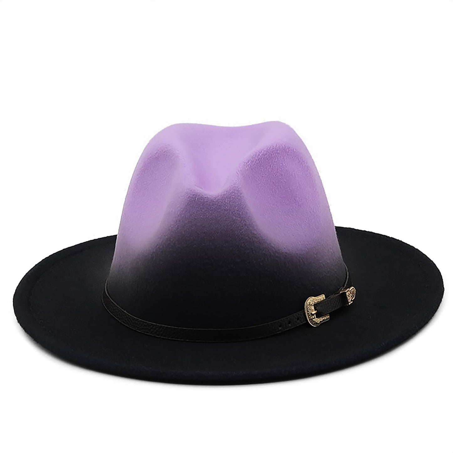 Chapeau de jazz rétro en feutre de laine à bord plat dégradé - Boniskiss