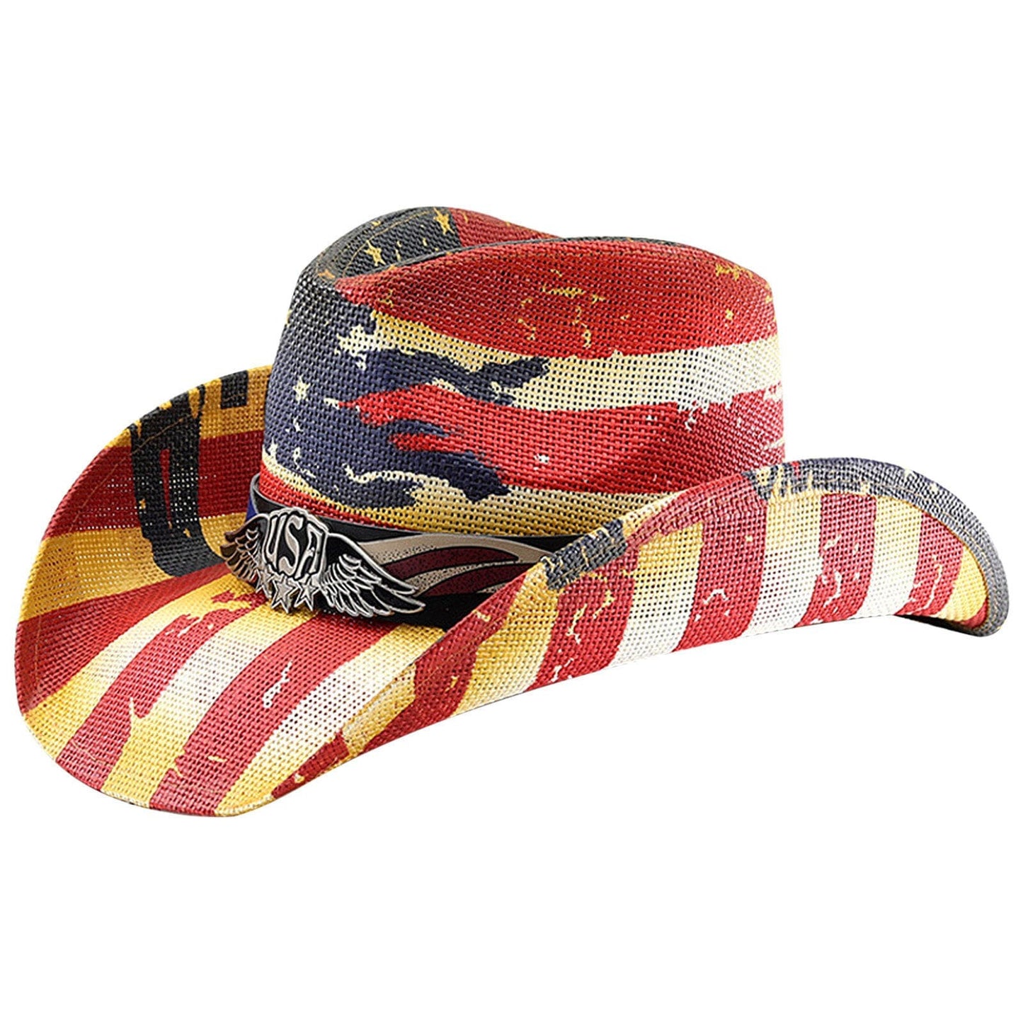Chapeau de cowboy en paille à drapeau américain, taille ML - Boniskiss