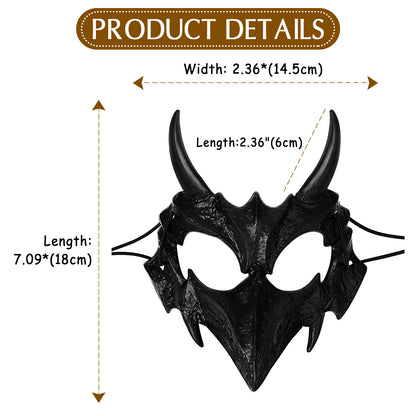 Boniskiss Dark Dragon & Yaksha Mask - Ghost Devil Mask for Halloween Carnival Venetian Masquerade