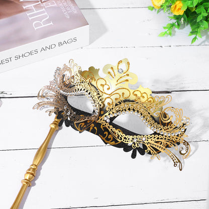Boniskiss Women's Gorgeous Mask With Holding Stick - Venetian Masquerade Mask Mardi Gras Costumes