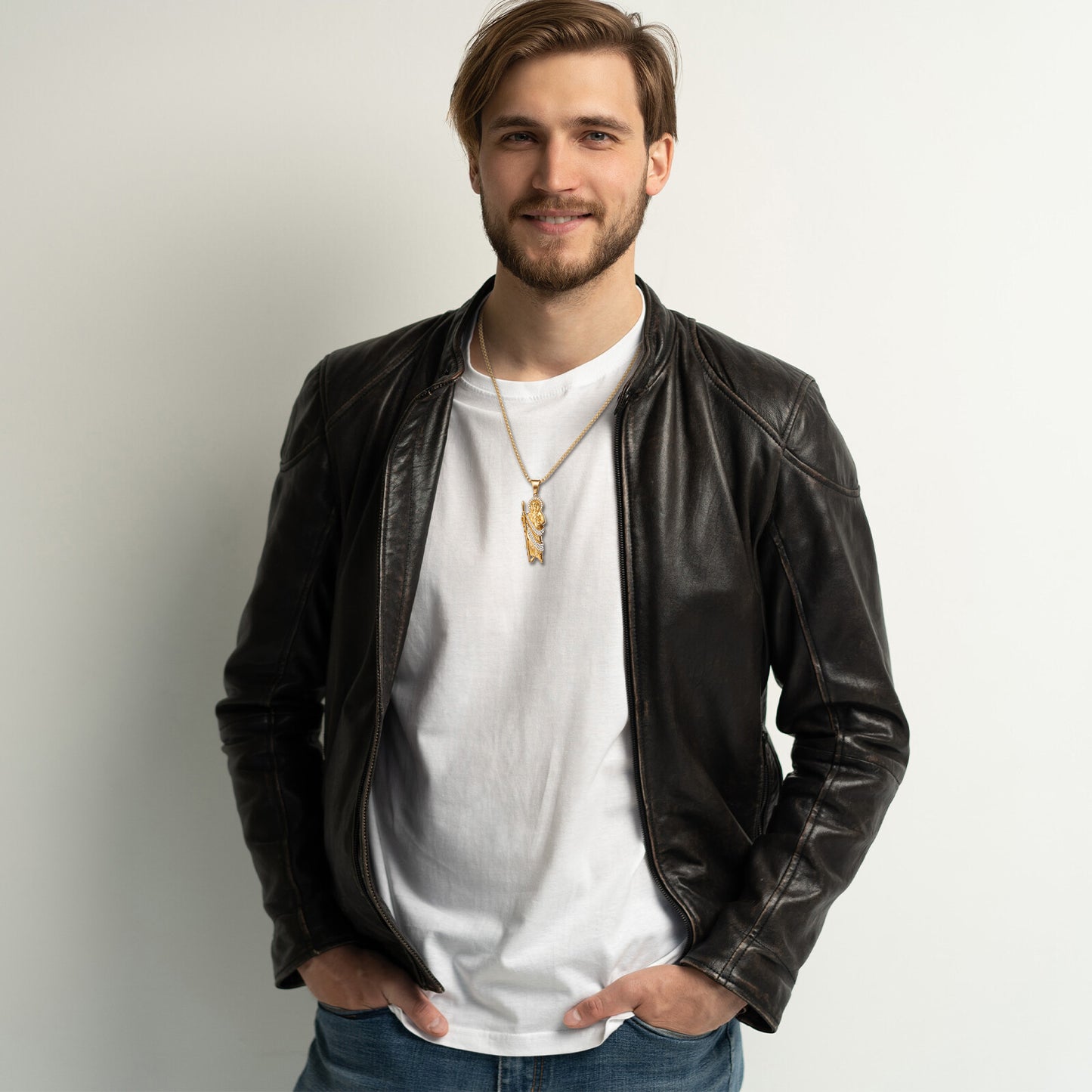 Boniskiss Christian Saint Jude Amulet Pendant Religious  Stainless Steel Necklace