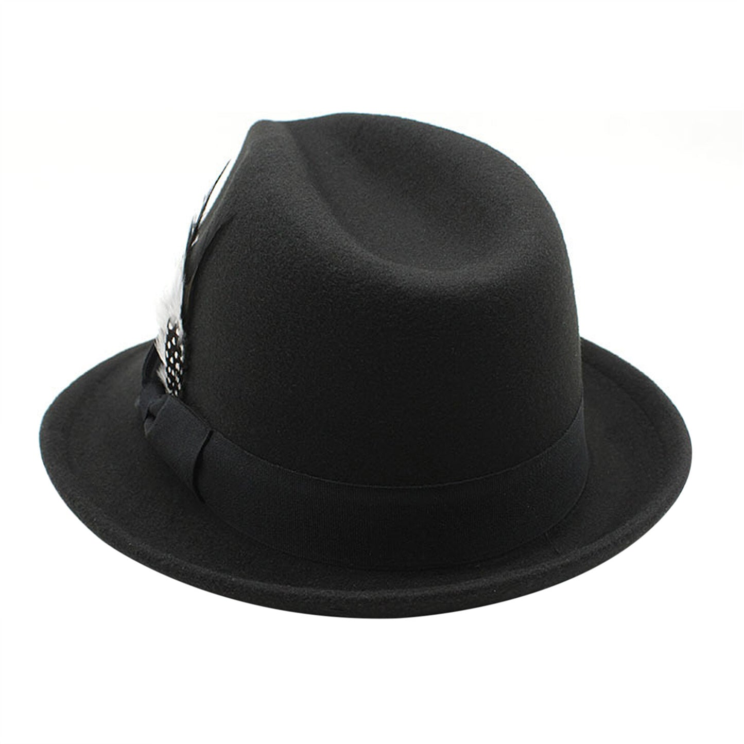 Classic Fedora Hat Short Brim Felt Feather Hat | Size M-L- Boniskiss
