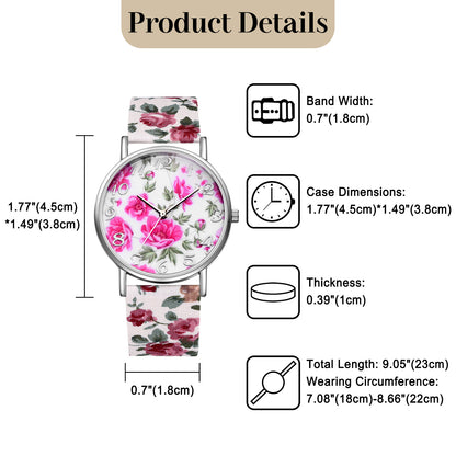 Boniskiss Boho Floral Printed Wrist Watch - Casual Adjustable Arabic Numeral Quartz Wrist Watch
