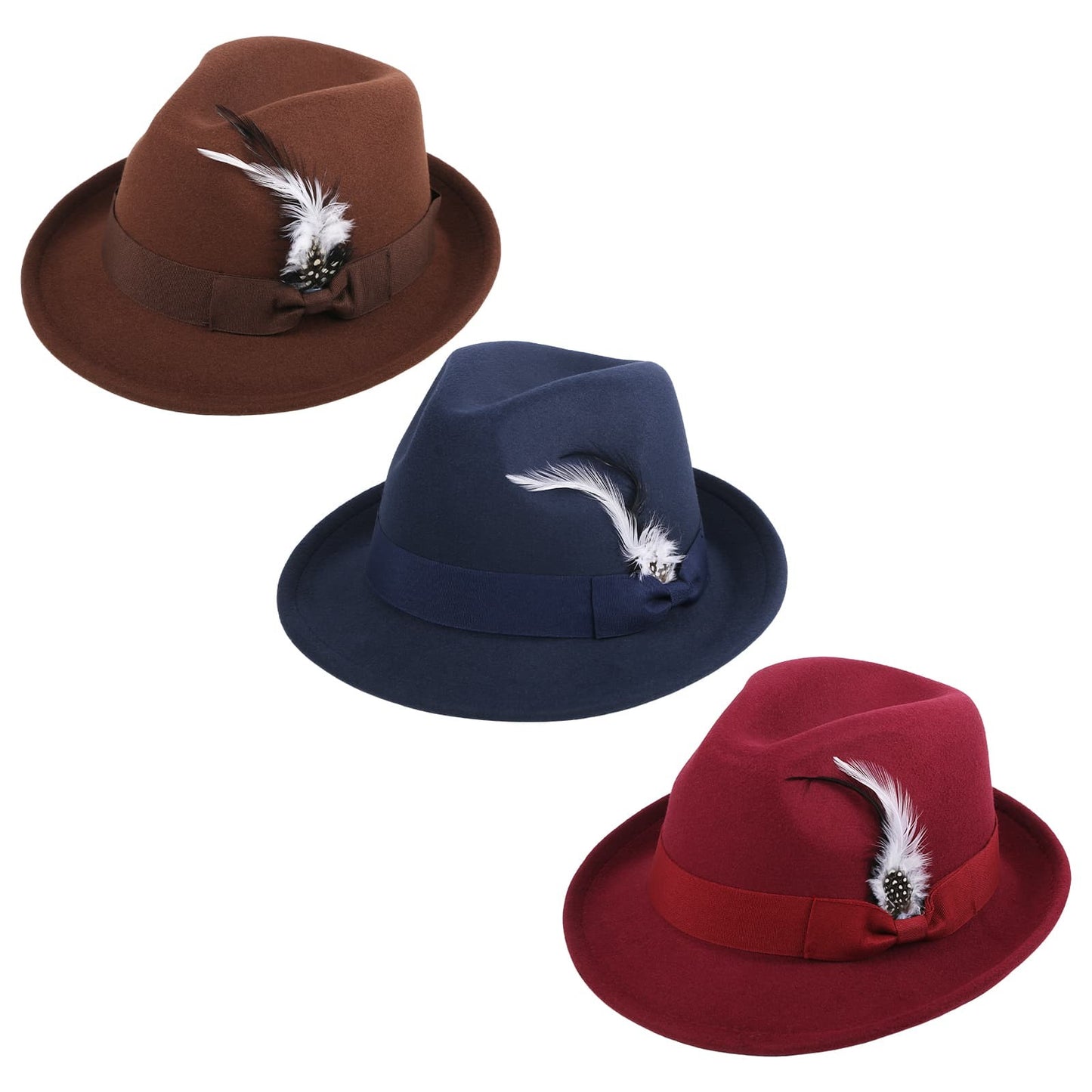 Chapeau Fedora Panama classique à bords courts avec plume - Boniskiss