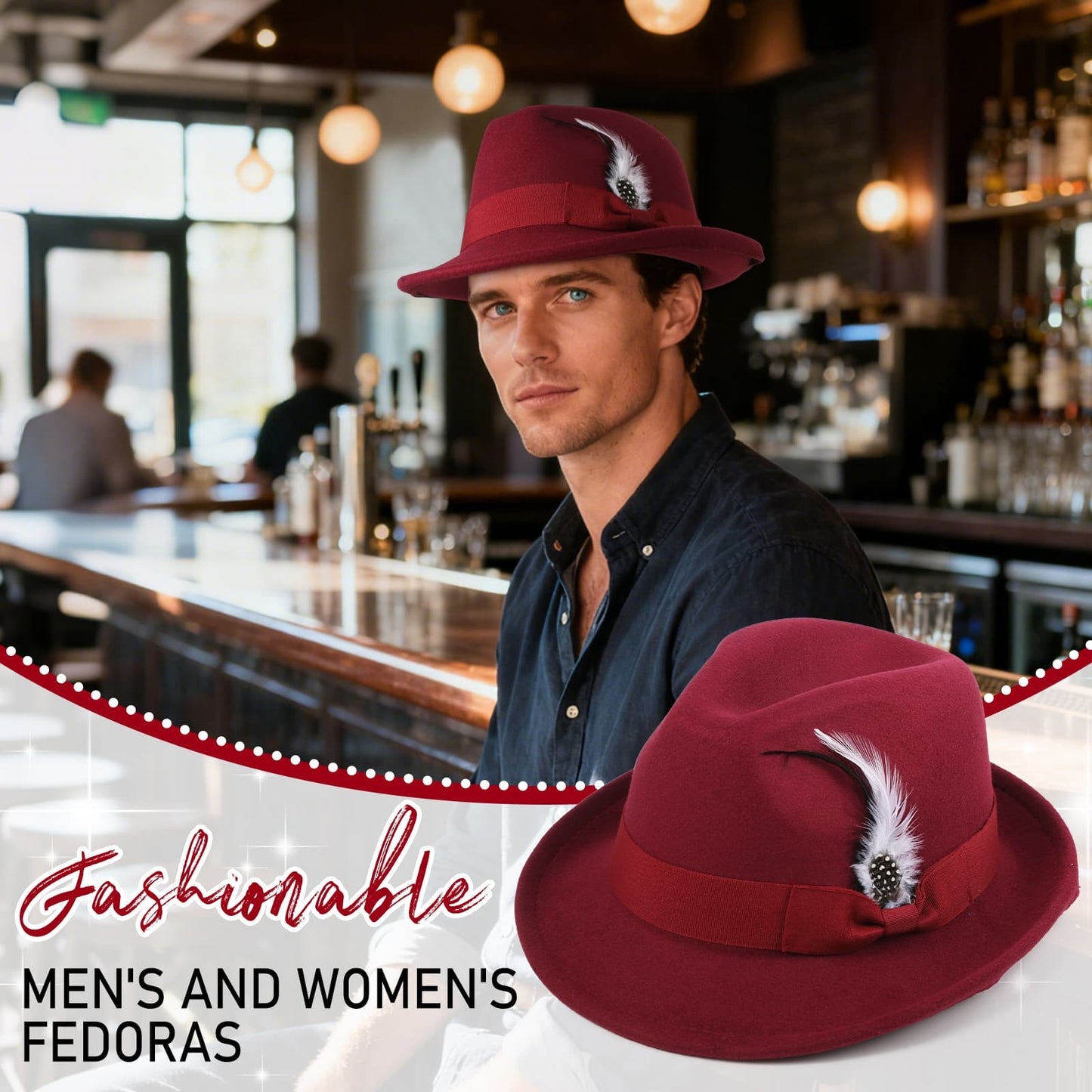 Chapeau Fedora Panama classique à bords courts avec plume - Boniskiss