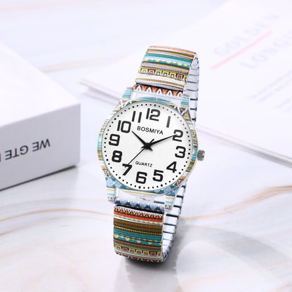 Boniskiss "Tribe" Women's Boho Printed Elastic Band Wrist Watch