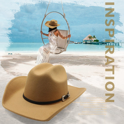 Chapeau Fedora classique de cow-boy/cowgirl avec ceinture - Boniskiss