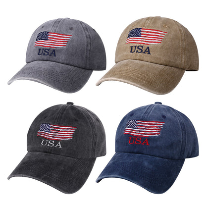 Washed American Flag Baseball Cap Retro Adjustable Cap Trucker Hat - Boniskiss