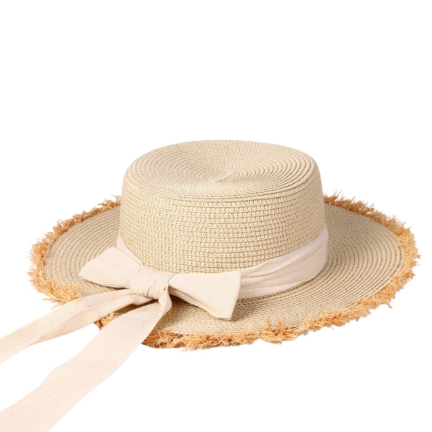 Panama Straw Hat with Bow Knot Ribbon - Boniskiss