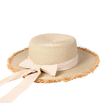 Panama Straw Hat with Bow Knot Ribbon - Boniskiss