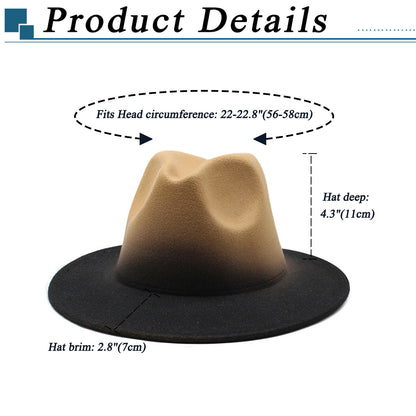 Two-Tone Gradient Panama Hat with Wide Brim - Boniskiss