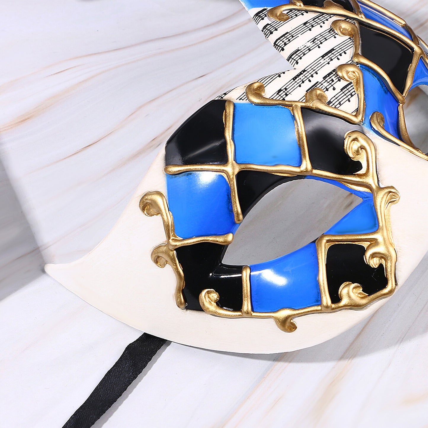 Boniskiss Men's Sheet Music Checkerboard Masquerade Mask - Vintage Venetian Checkered Concert Carnival Mask for Party