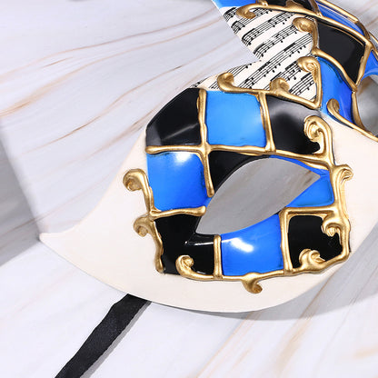 Boniskiss Men's Sheet Music Checkerboard Masquerade Mask - Vintage Venetian Checkered Concert Carnival Mask for Party