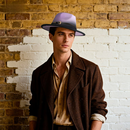 Chapeau de jazz rétro en feutre de laine à bord plat dégradé - Boniskiss