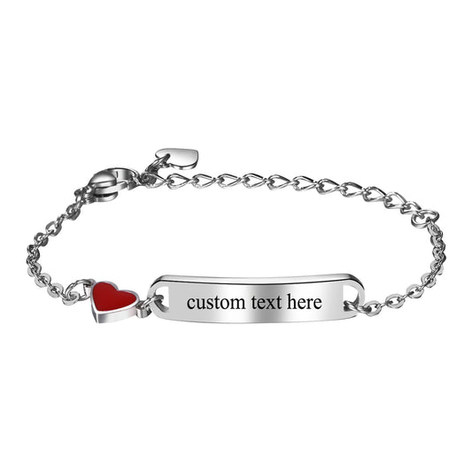 Customized Kids Name Engraved ID Custom Stainless Steel Bracelet - Boniskiss