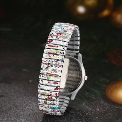 Boniskiss "Christmas Letter" Women's Boho Printed Elastic Band Wrist Watch