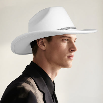 Rhinestone Embellished Cowboy Hat Western Wide Brim Hat - Boniskiss