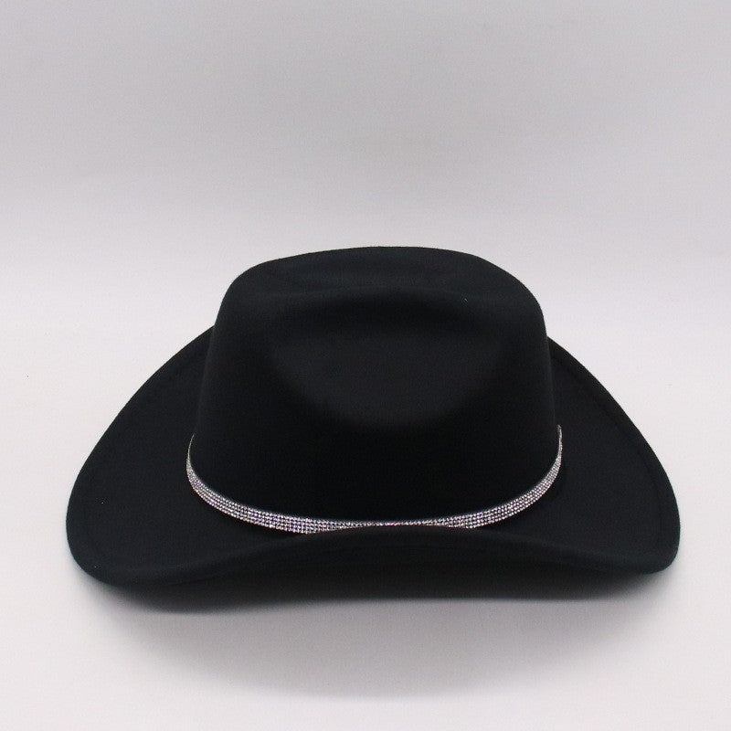 Rhinestone Embellished Cowboy Hat Western Wide Brim Hat - Boniskiss