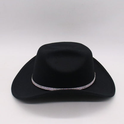 Rhinestone Embellished Cowboy Hat Western Wide Brim Hat - Boniskiss