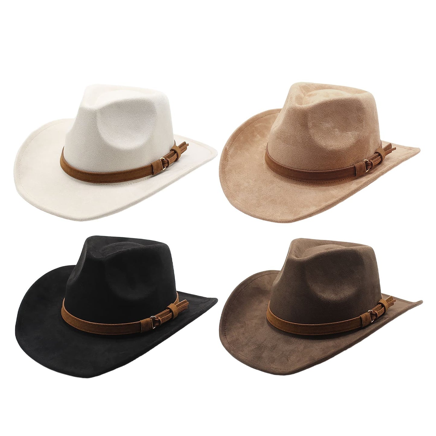 Chapeau de cowboy rétro western en laine à larges bords - Boniskiss