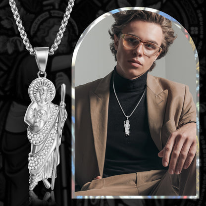 Boniskiss Christian Saint Jude Amulet Pendant Religious  Stainless Steel Necklace