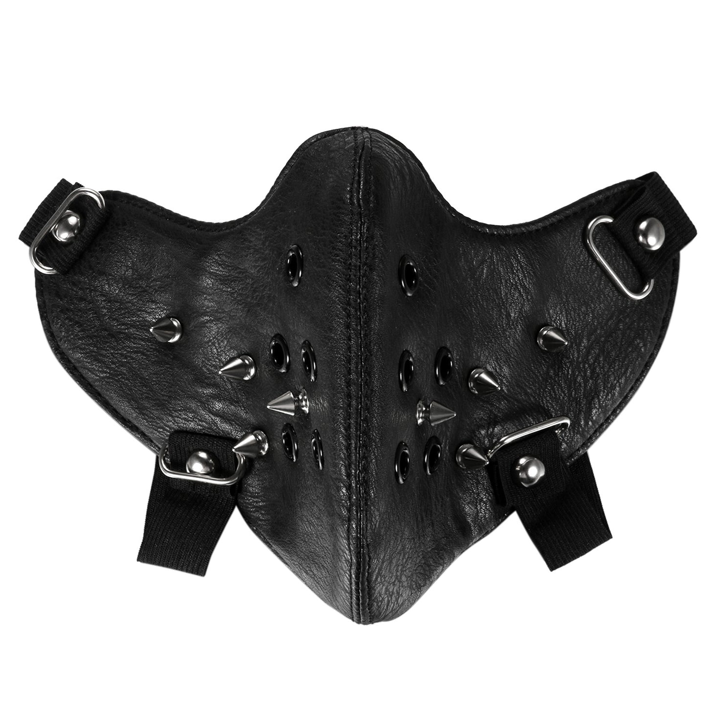 Boniskiss Punk Black PU Leather Rivet Half Face Mask Outdoors Motorcycle Biker Protection
