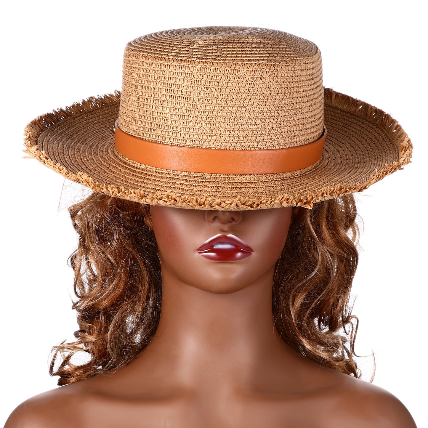 Sombrero de paja con cinturón retro para mujer de Boniskiss - Sombrero Panamá Fedora para el sol en la playa de verano con visera de rafia