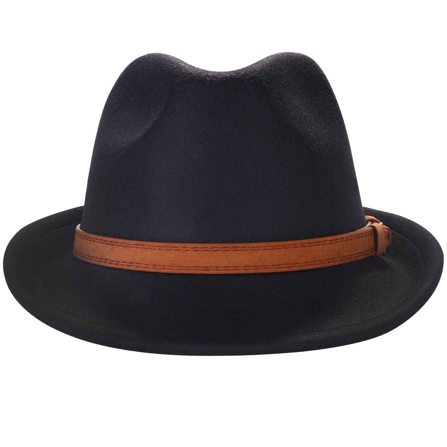 Classic Felt Fedora Hat Trilby Panama Hat Wide Brim with Leather Band - Boniskiss