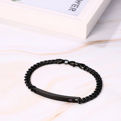 2PCs Couple's Personalized Stainless Steel Cuban Link CZ Bracelet - Boniskiss