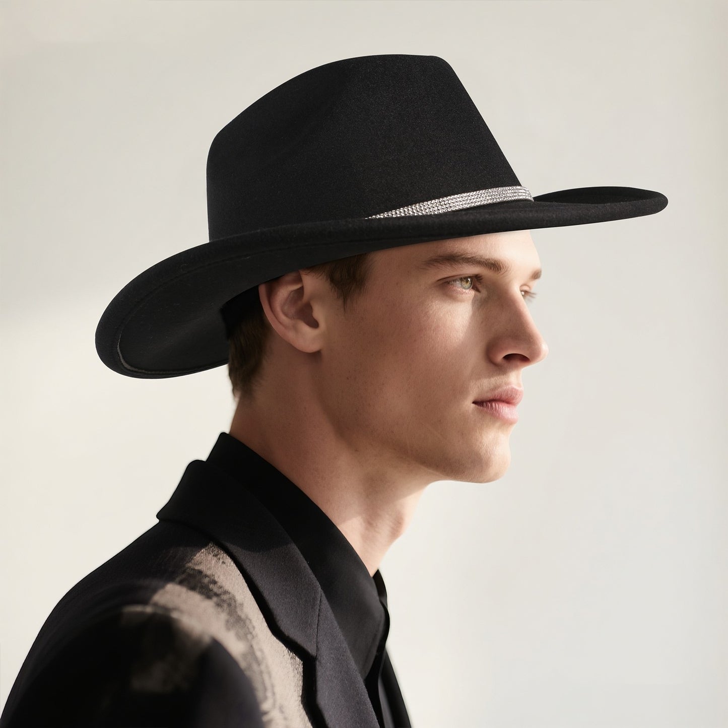 Rhinestone Embellished Cowboy Hat Western Wide Brim Hat - Boniskiss