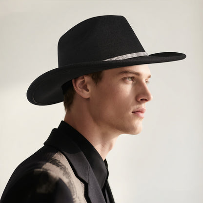Rhinestone Embellished Cowboy Hat Western Wide Brim Hat - Boniskiss