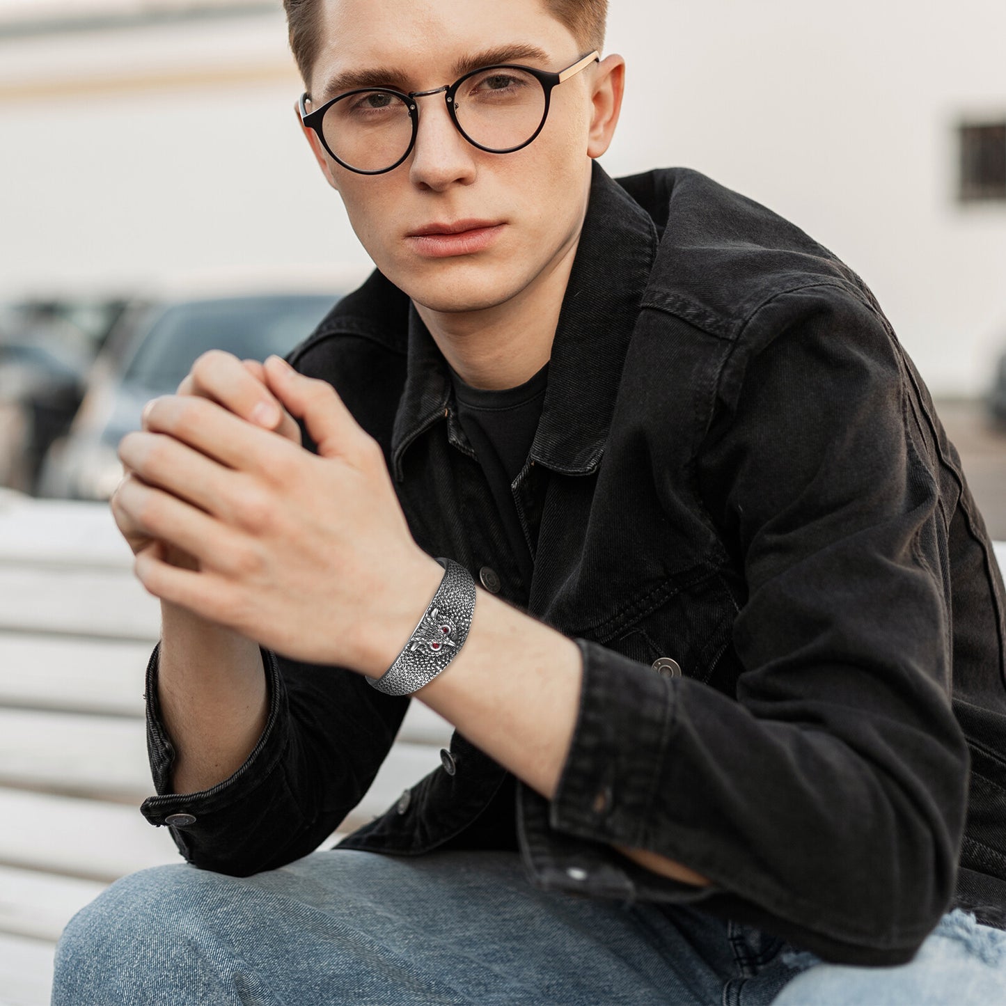 Boniskiss Carved Vivid Owl Amulet Open Cuff Bangle Stainless Steel Bracelet Viking Jewelry For Men