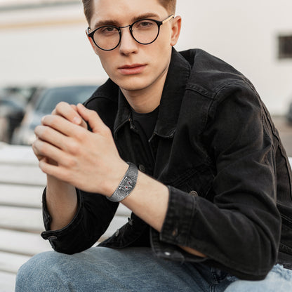 Boniskiss Carved Vivid Owl Amulet Open Cuff Bangle Stainless Steel Bracelet Viking Jewelry For Men