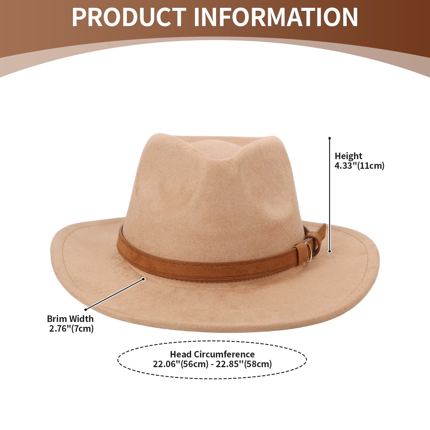 Chapeau de cowboy rétro western en laine à larges bords - Boniskiss