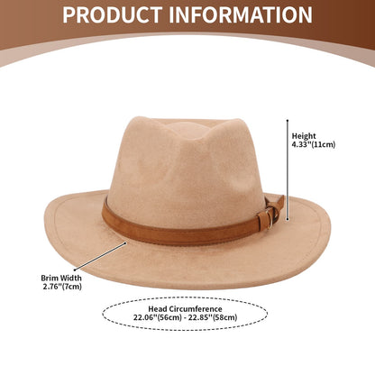 Chapeau de cowboy rétro western en laine à larges bords - Boniskiss