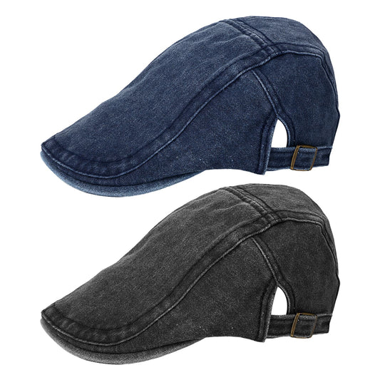 Denim Newsboy Beret Cap - Boniskiss