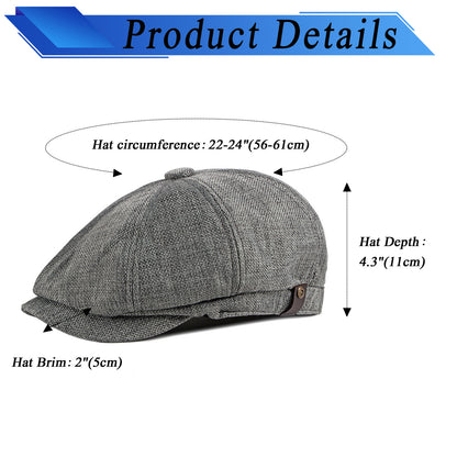 Classic 8 Panel Newsboy Gatsby Cap - Boniskiss