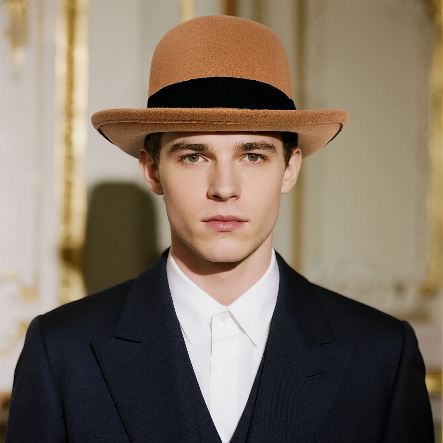 Vintage Elegant Bowler Dome Hat Retro Short Brim Fedora Hat with Hatband - Boniskiss