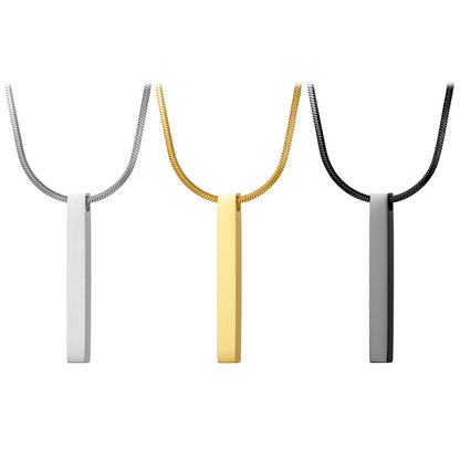 Customized Stainless Steel Bar Pendant Necklace - Boniskiss