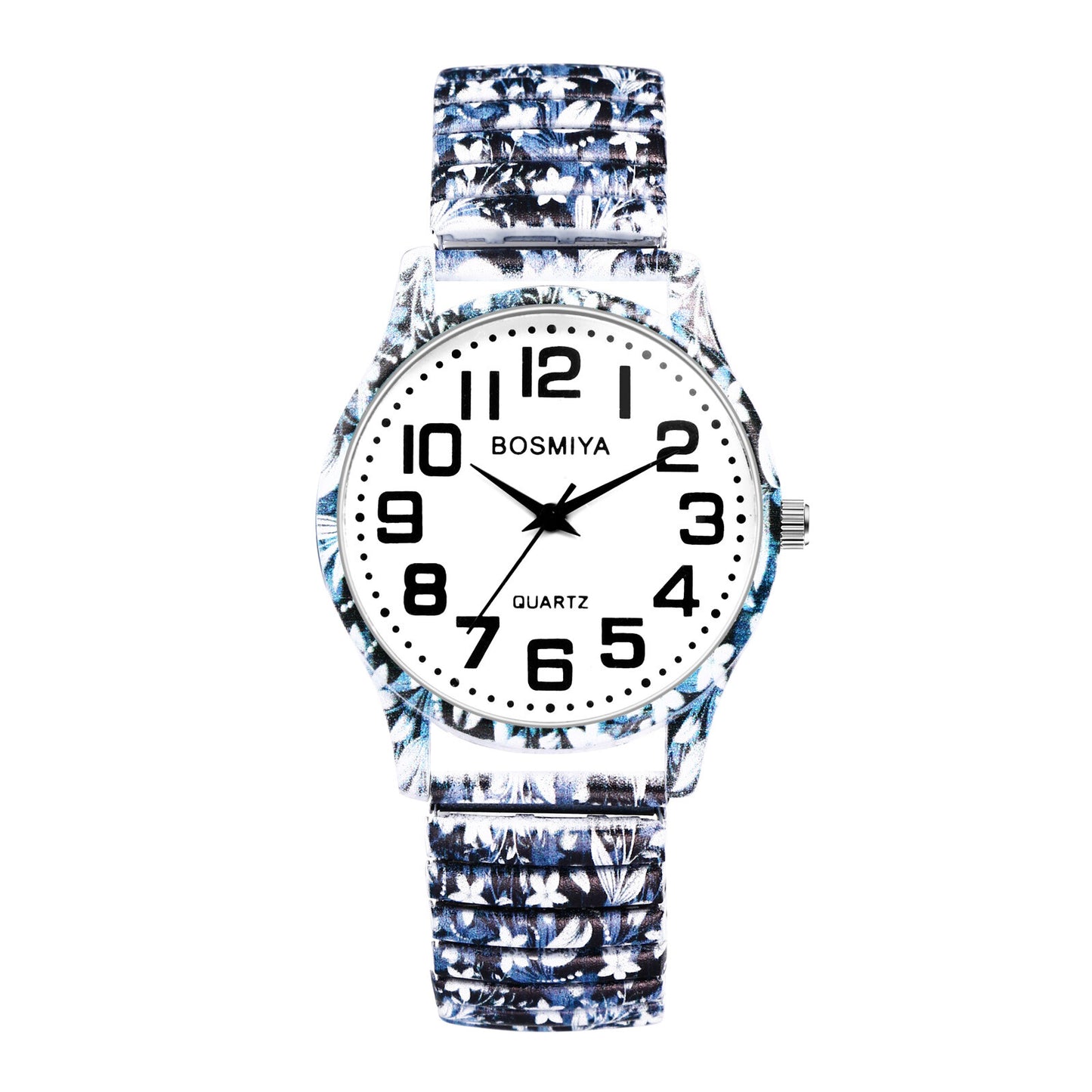 Boniskiss "Moonflower" Women's Boho Printed Elastic Band Wrist Watch