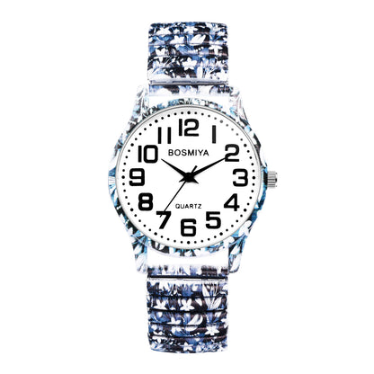 Boniskiss "Moonflower" Women's Boho Printed Elastic Band Wrist Watch