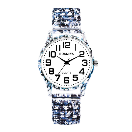 Boniskiss "Moonflower" Women's Boho Printed Elastic Band Wrist Watch